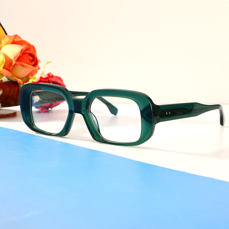Gerald Rectangle Green Glasses