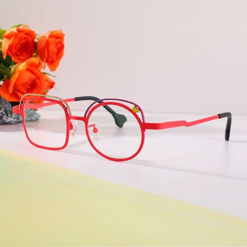 Lunettes de Vue Harrima Carré Ronde Rouge