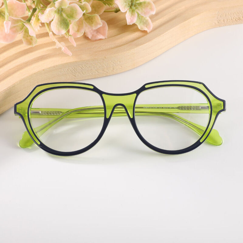 Eveline Oval Green Glasses