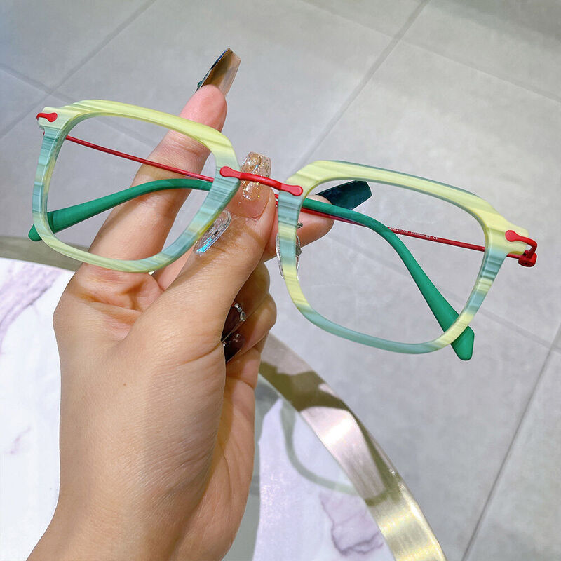 Zechariah Square Green Glasses