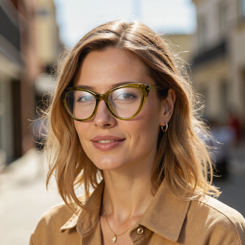 Pearl Cat Eye Grüne Brille