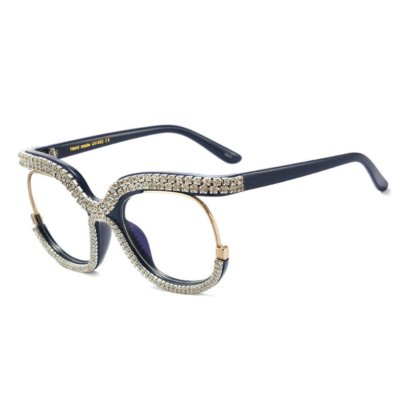 Nydia Round Blue Glasses