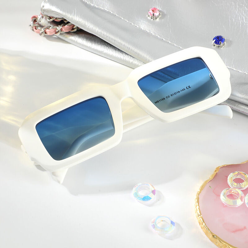 Drift Rectangle White Sunglasses