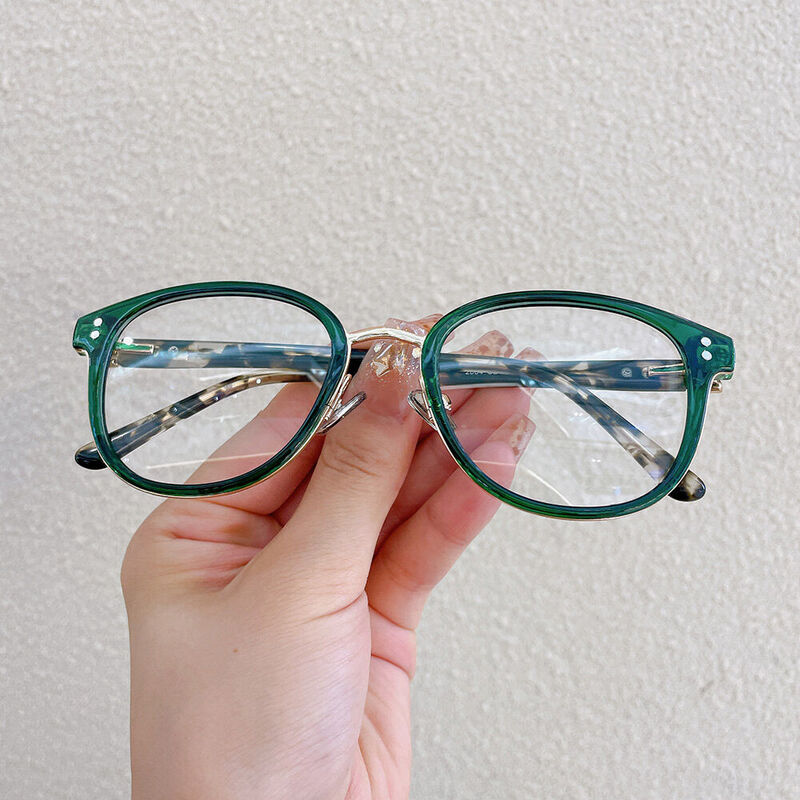 Rosasi Round Green Glasses