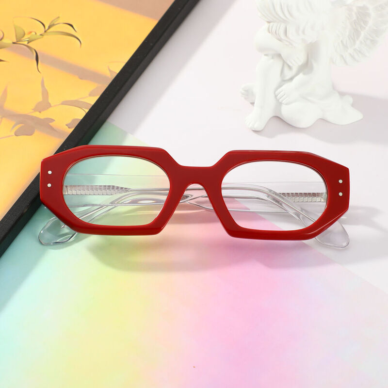 Lincoln Rectangle Red Glasses