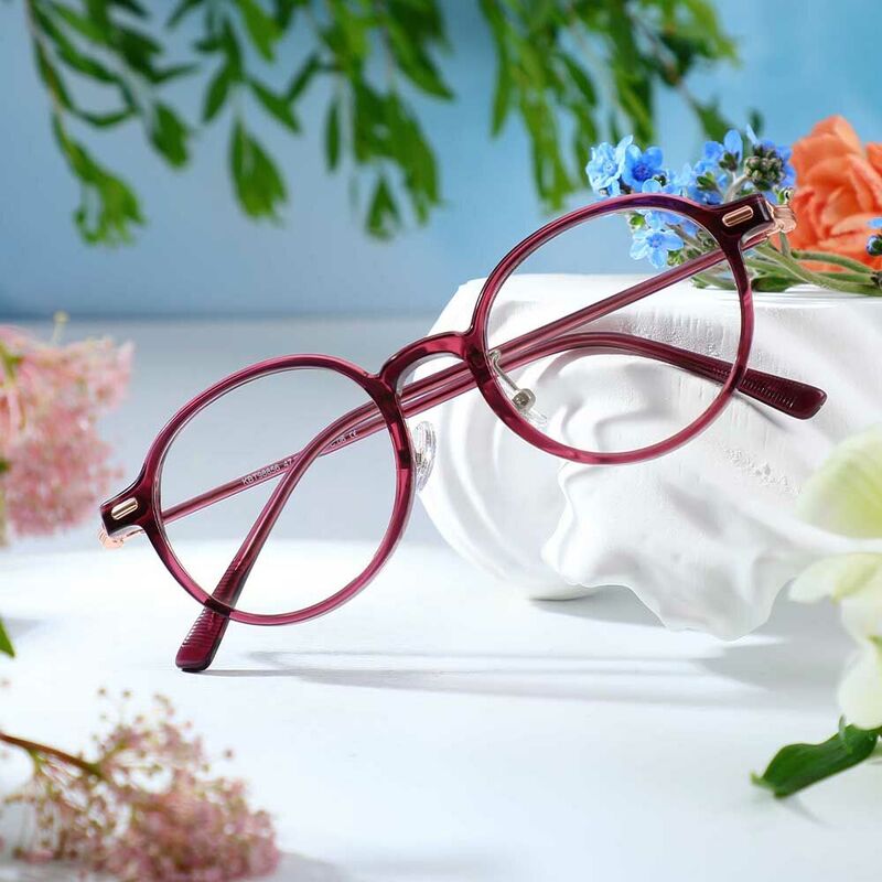 Martina Round Purple Glasses