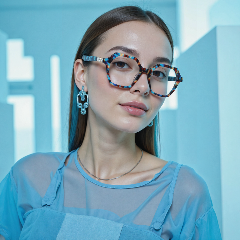 Tonee Geometric Blue Glasses