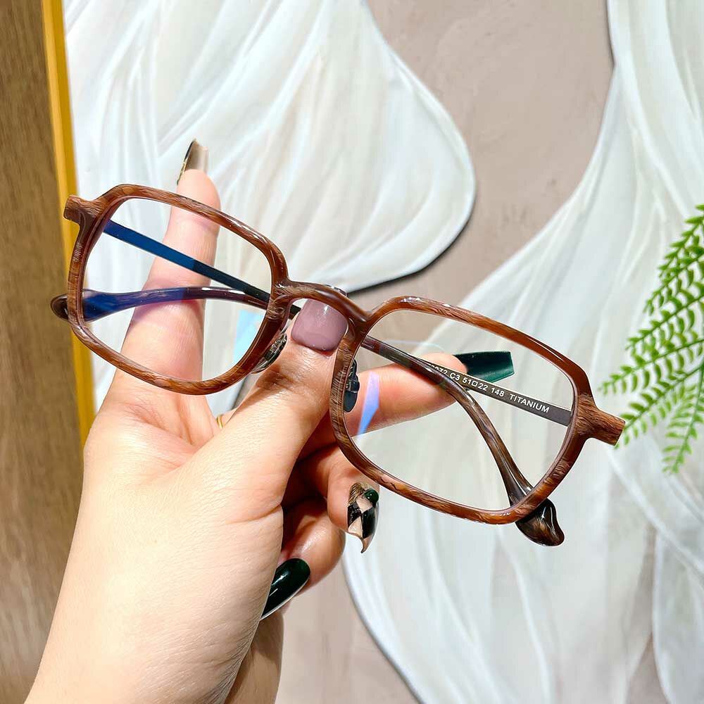 Afra Rectangle Brown Glasses