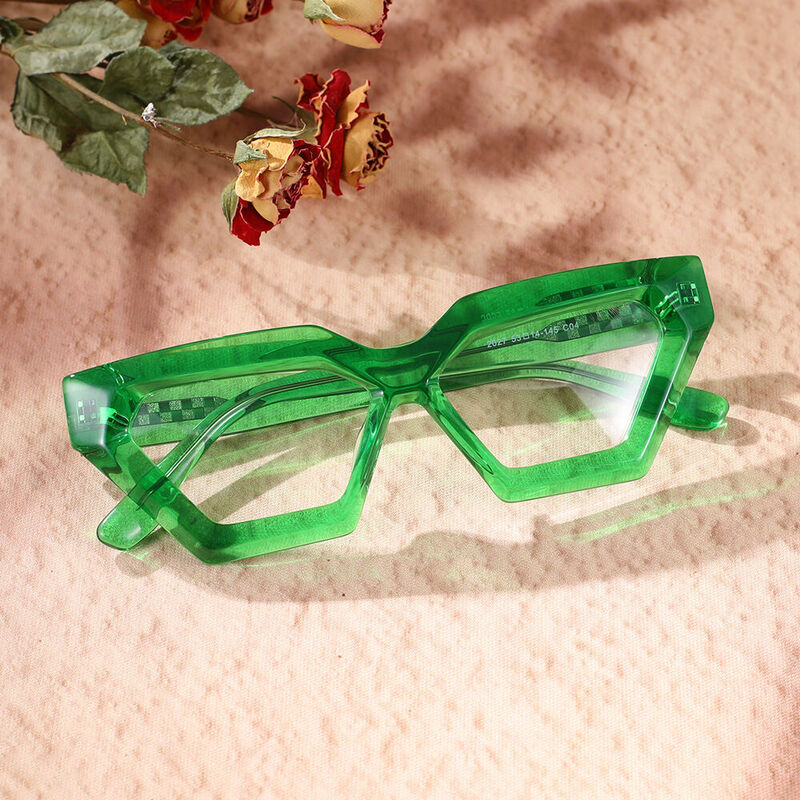 Shehzad Geometric Green Glasses