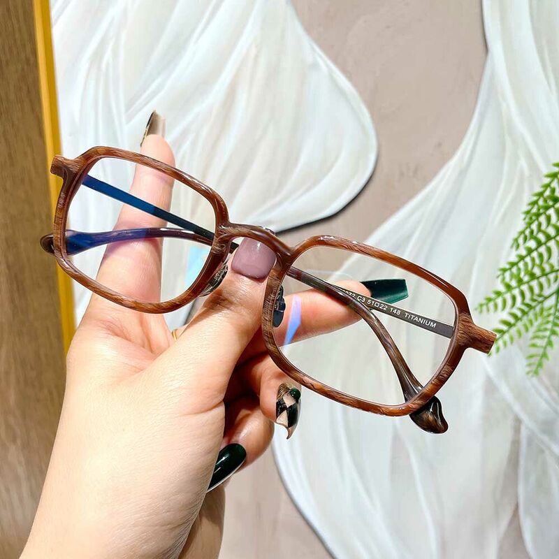 Afra Rechteckige Braune Brille
