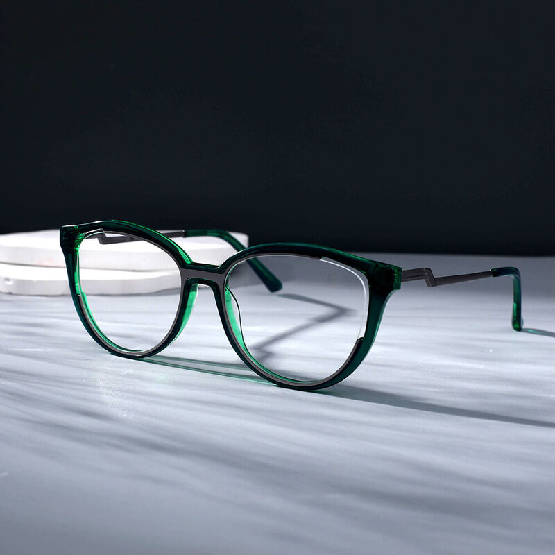 Marina Cat Eye Green Glasses