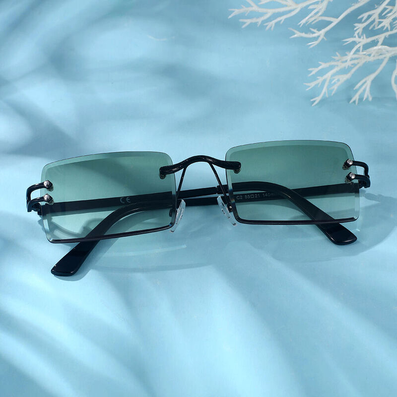 Hue Fantasy Rectangle Green Gradient Sunglasses