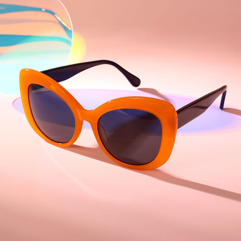 Leta Cat Eye Orange Sunglasses