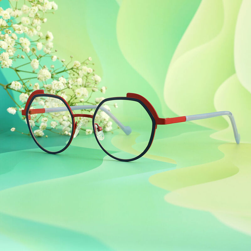 Whimsi Cat Eye Red Blue Glasses