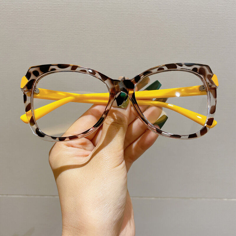 Isabella Cat Eye Leopard Yellow Glasses