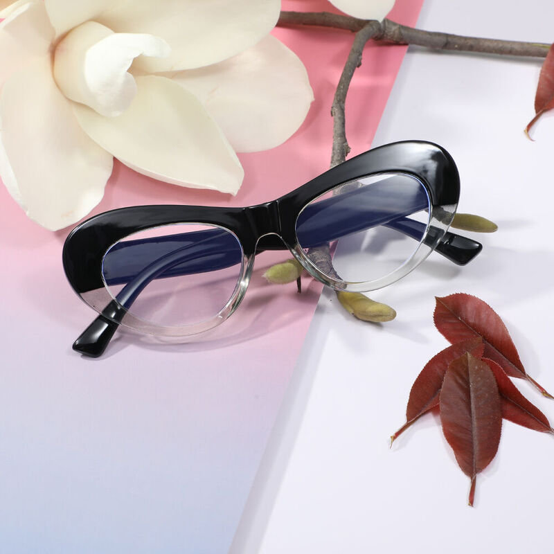 Ina Cat Eye Black Clear Glasses