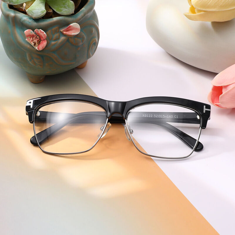 Theresqe Browline Black Glasses