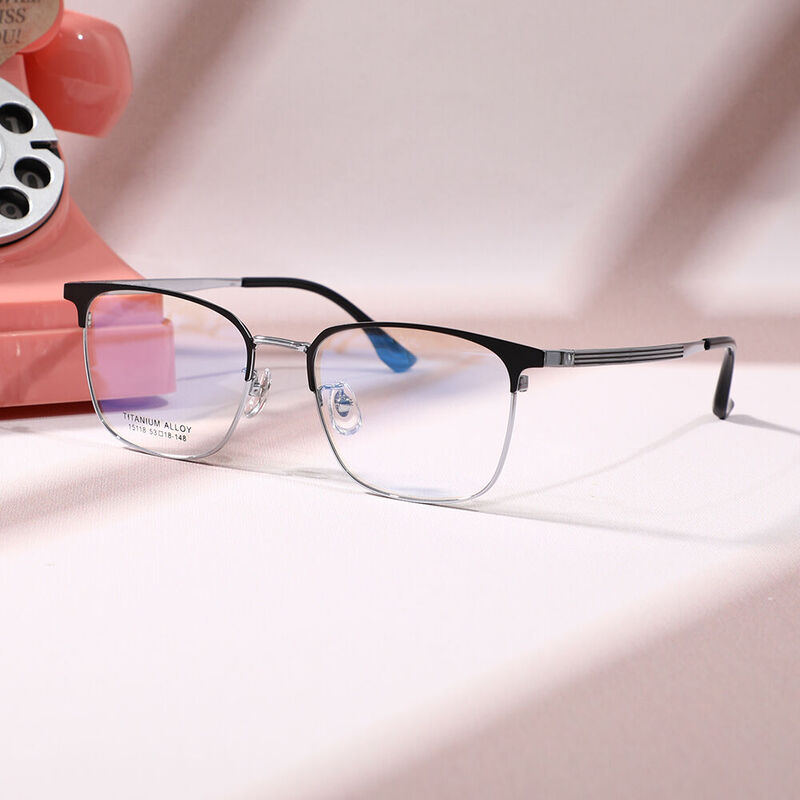 Roseme Browline Black Silver Glasses