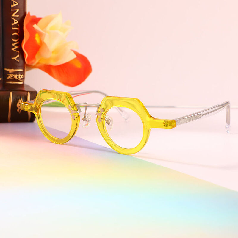 Rhodes Round Yellow Glasses