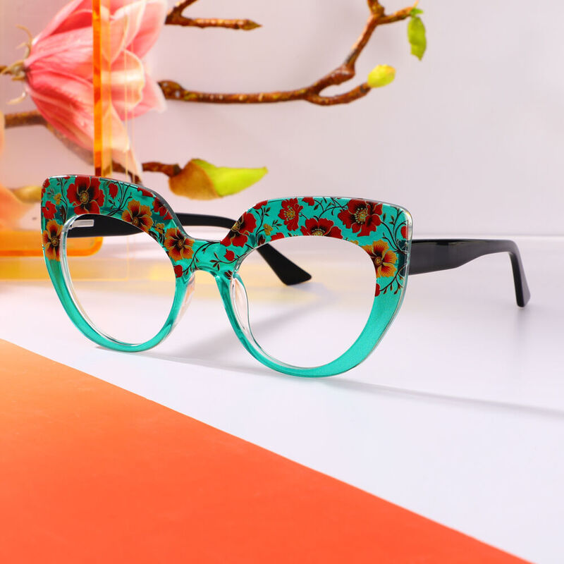 Lunettes de Vue Clyde Cat Eye Vert Floral