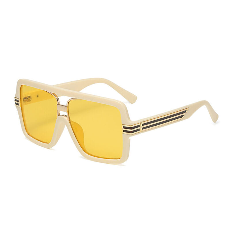 Eliza Aviator Beige Sunglasses