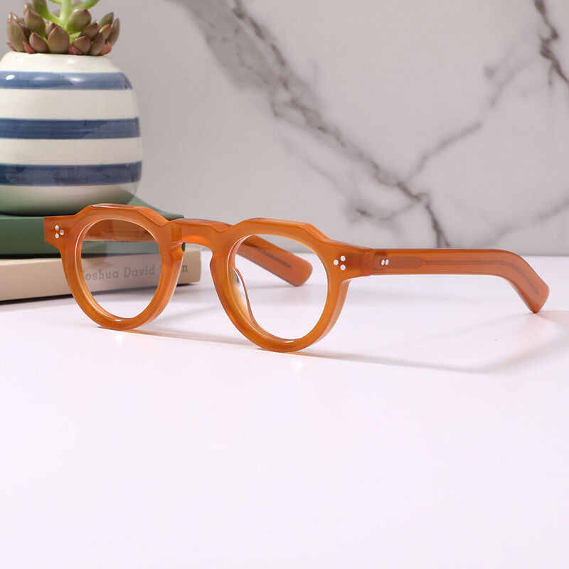 Cedrica Round Orange Glasses