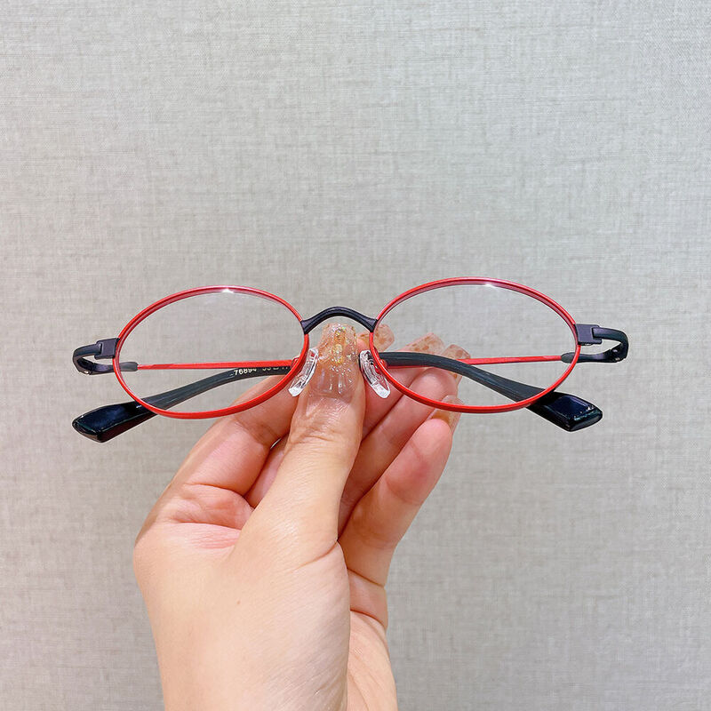 Clife Oval Red Glasses