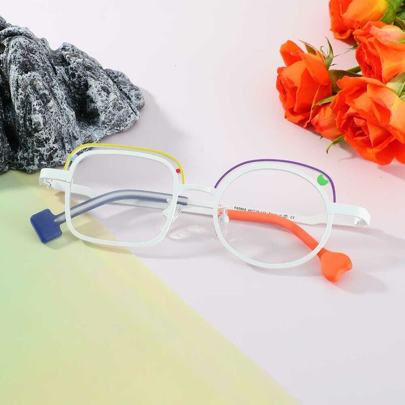 Harrima Square Round White Glasses