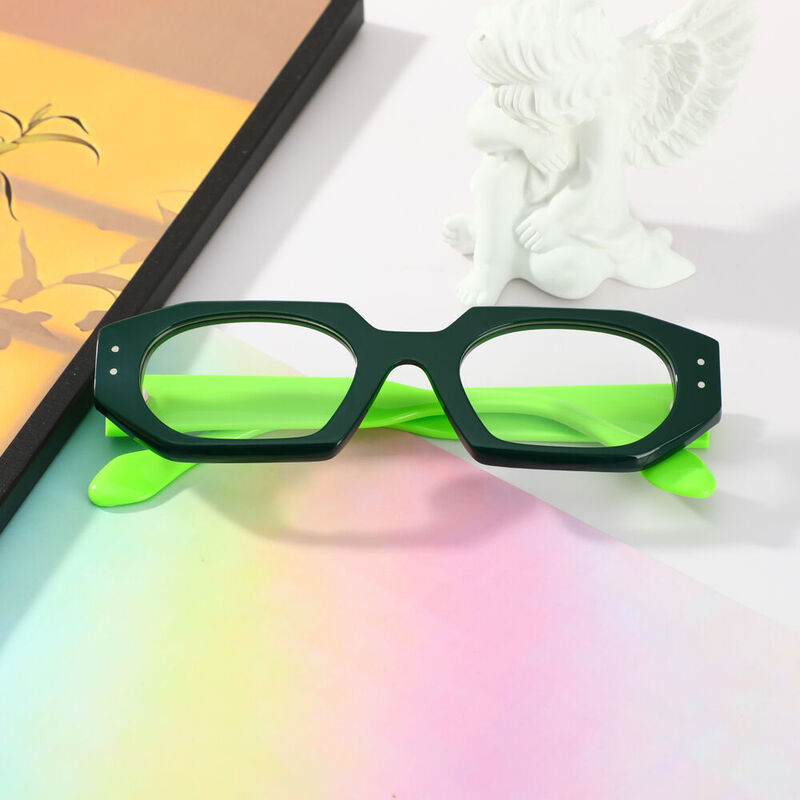 Lincoln Rectangle Green Glasses