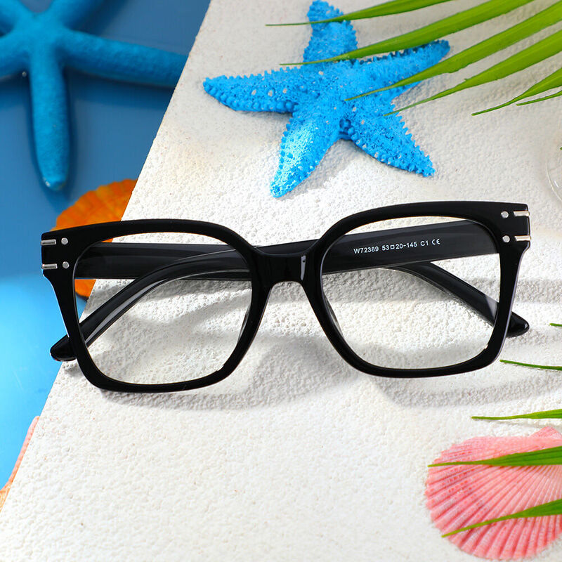 Sharon Square Black Glasses
