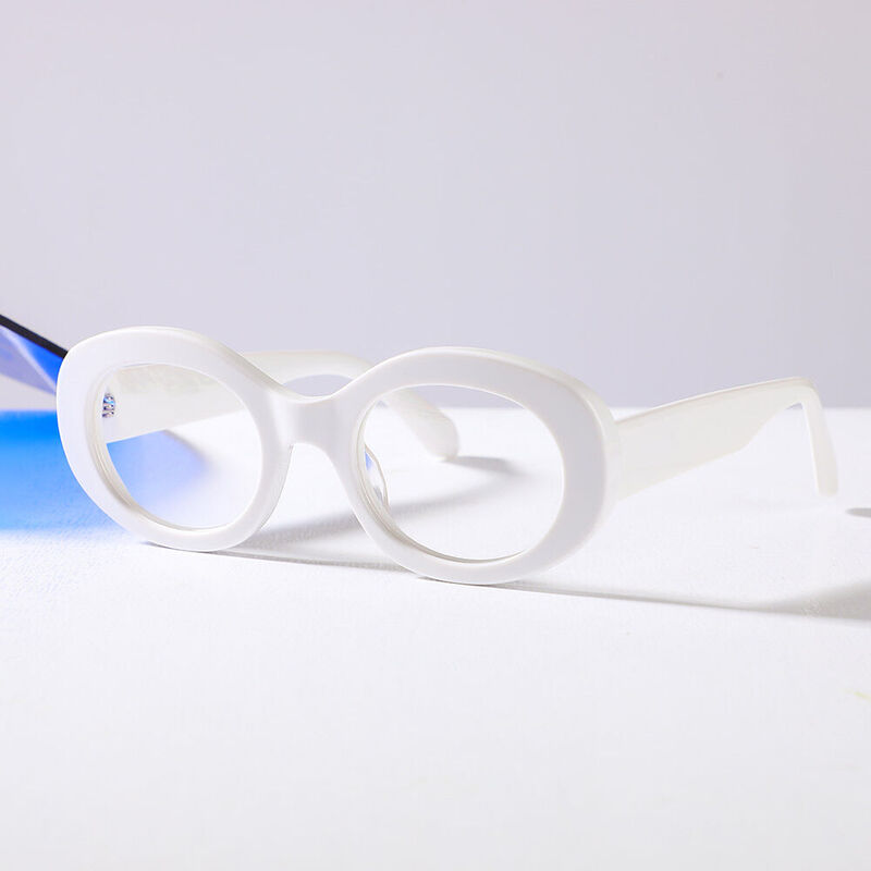 Donahue Oval White Glasses