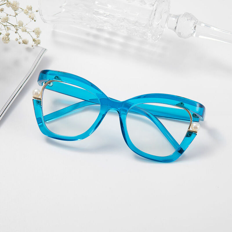 Halona Cat Eye Blue Glasses