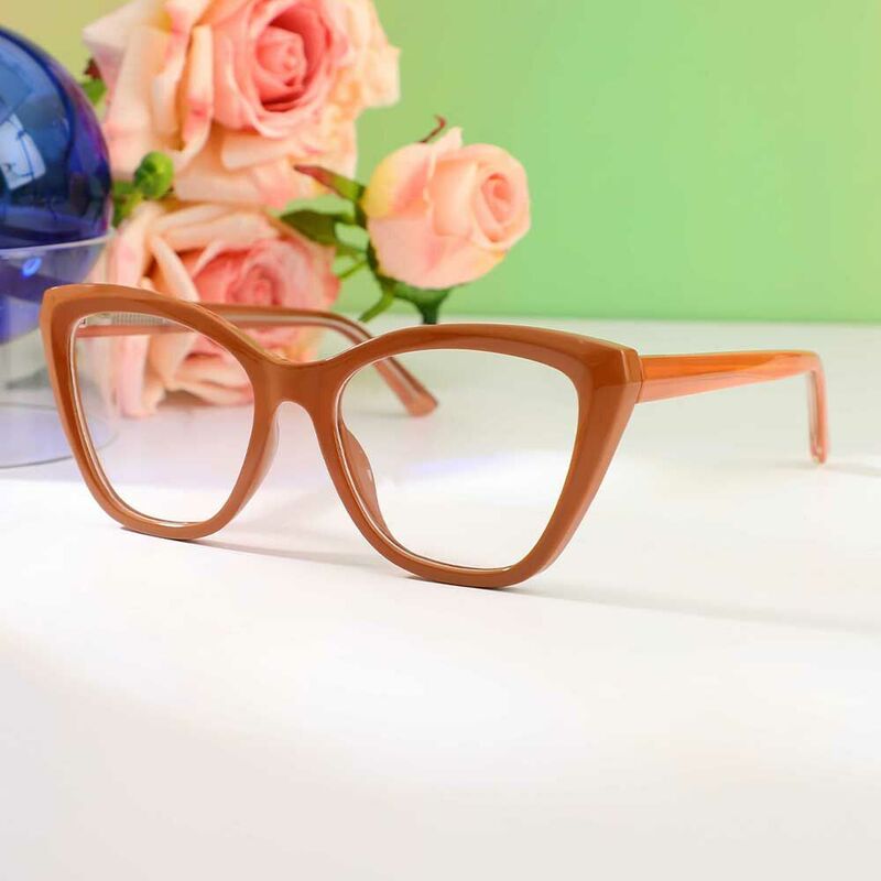 Xenia Cat Eye Brown Glasses