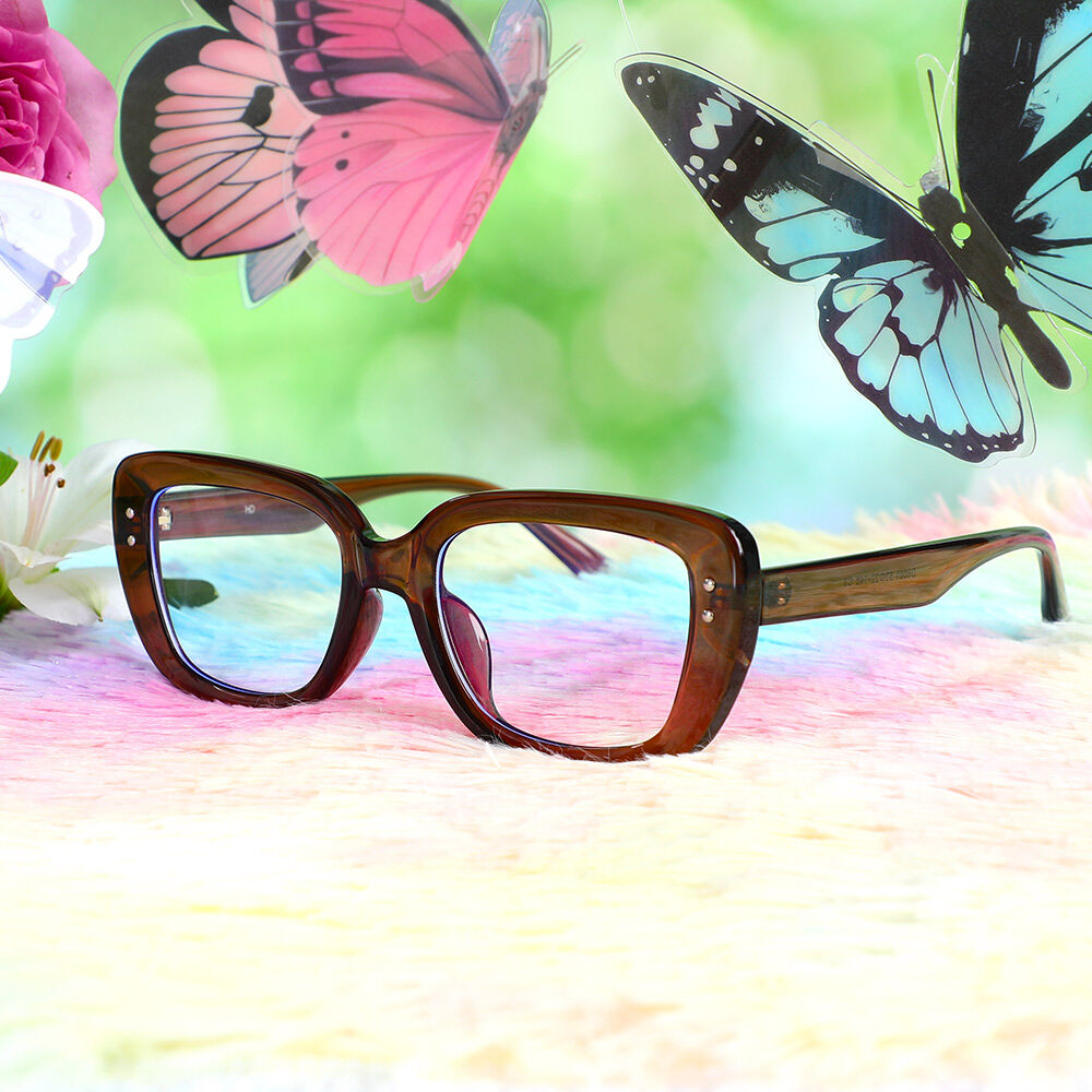 Wallis Rechteckige Braune Brille