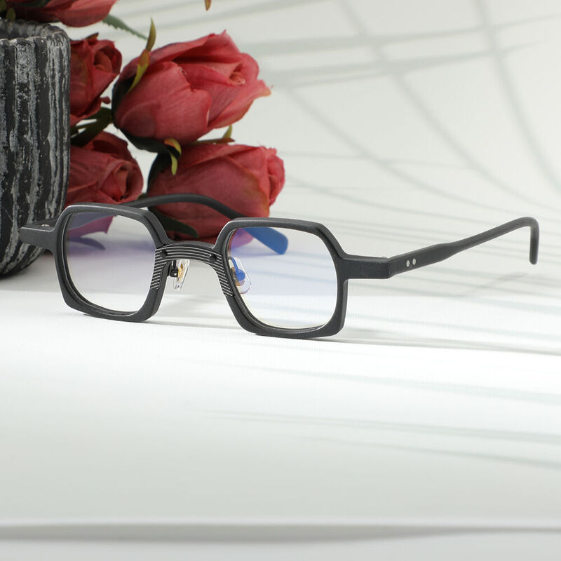 Nahum Square Black Glasses
