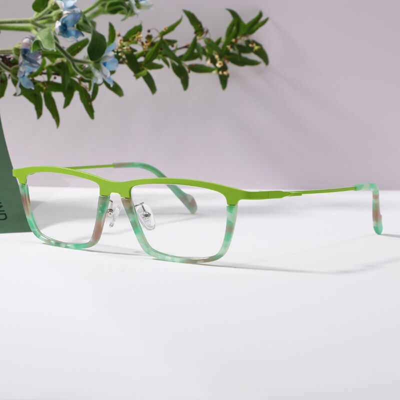 Burnal Rectangle Green Glasses