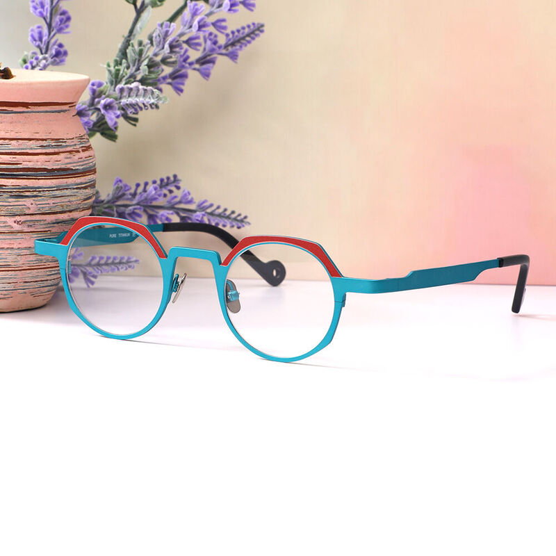 Vigee Geometric Blue Glasses