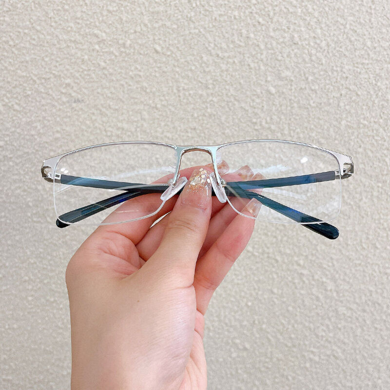 Cuicee Rechteckige Browline Silberne Brille