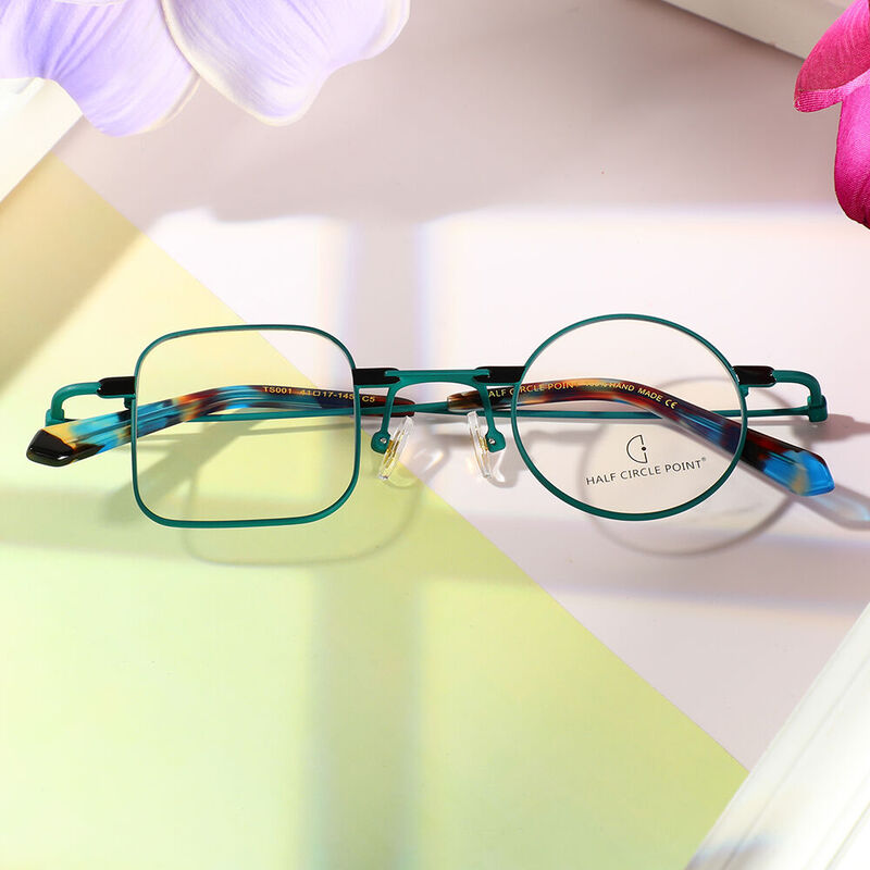 Brownine Square Green Glasses