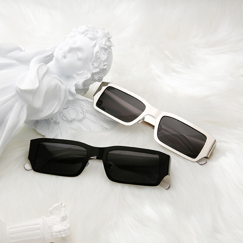 Perspective Rectangle Black Sunglasses