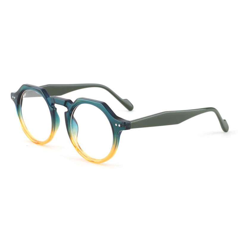 Woolf Round Green Glasses