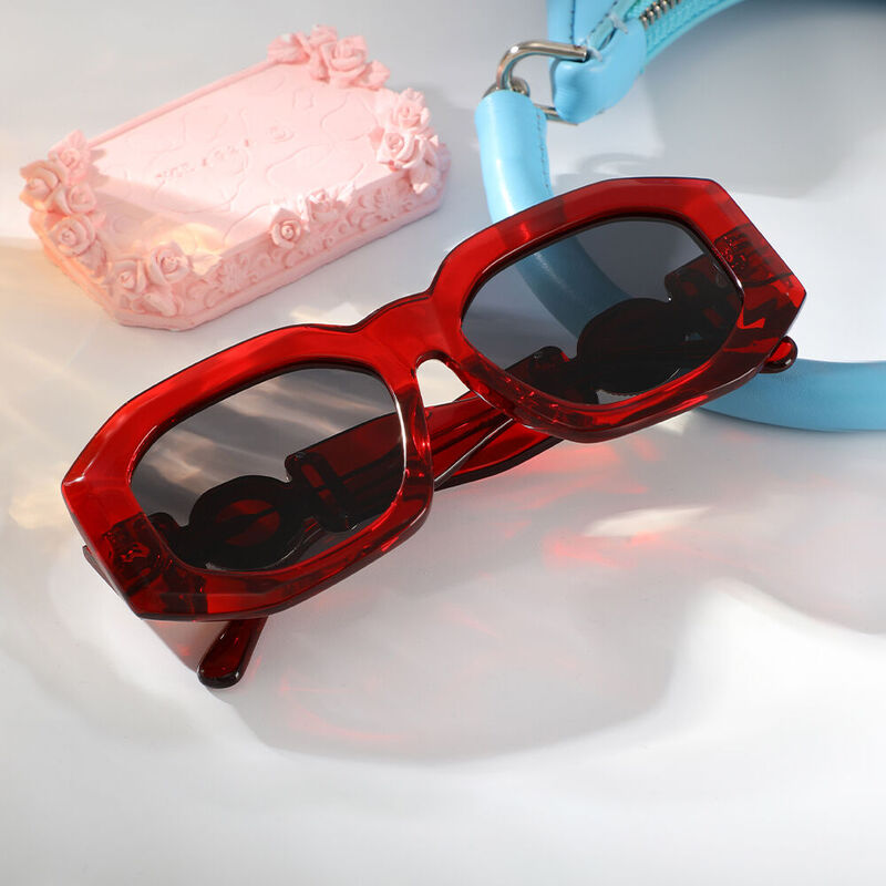 Gail Geometric Red Sunglasses
