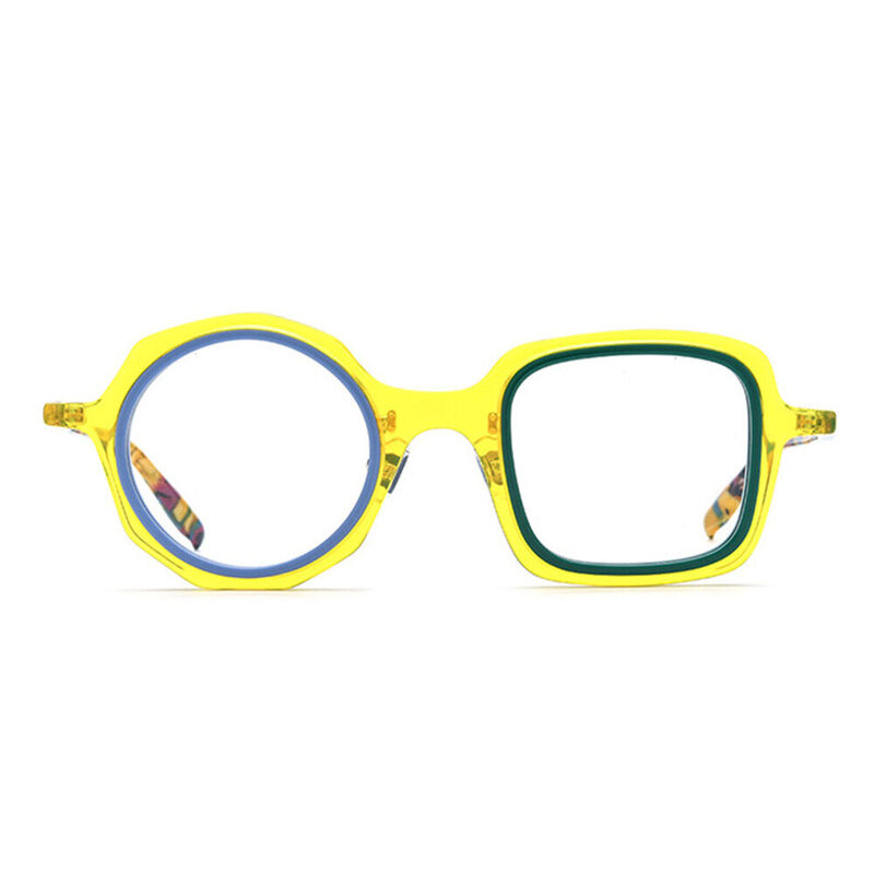Lilli Square Round Yellow Glasses