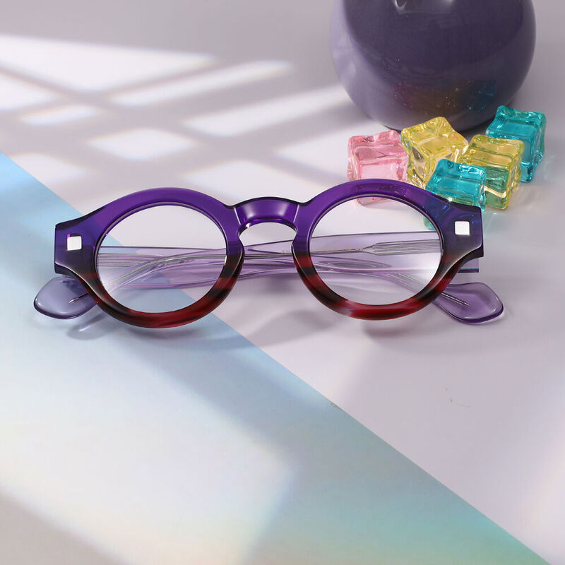 Beatr Round Purple Glasses