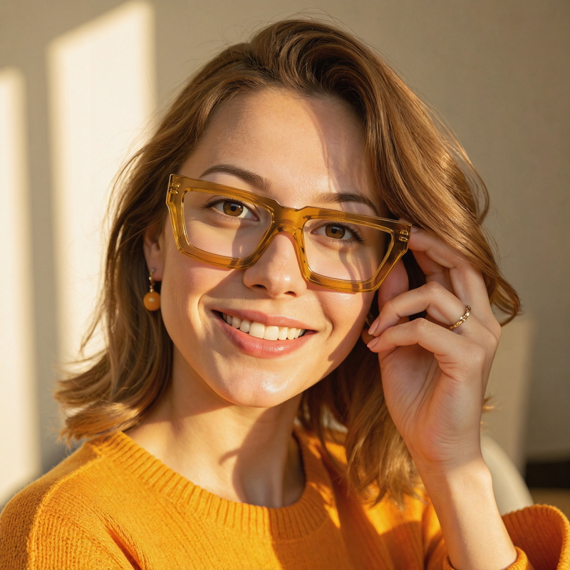 Evea Rectangle Yellow Glasses