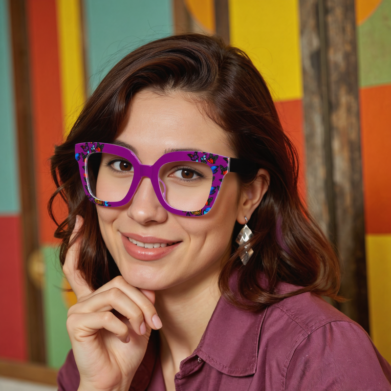 Cynthia Quadratische Lila Brille