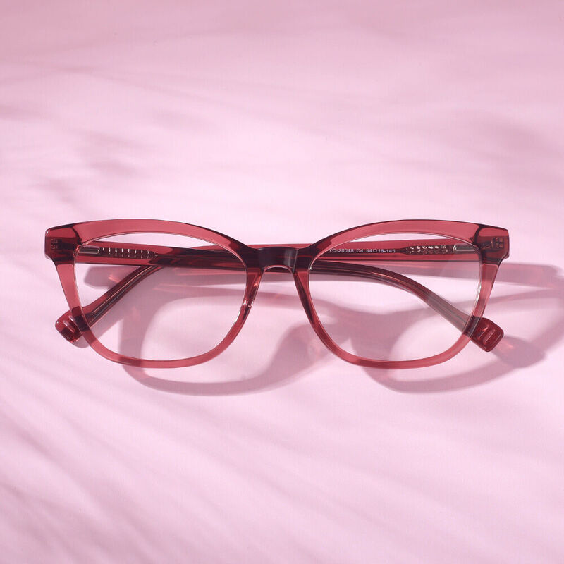 Good Vibe Rectangle Red Glasses