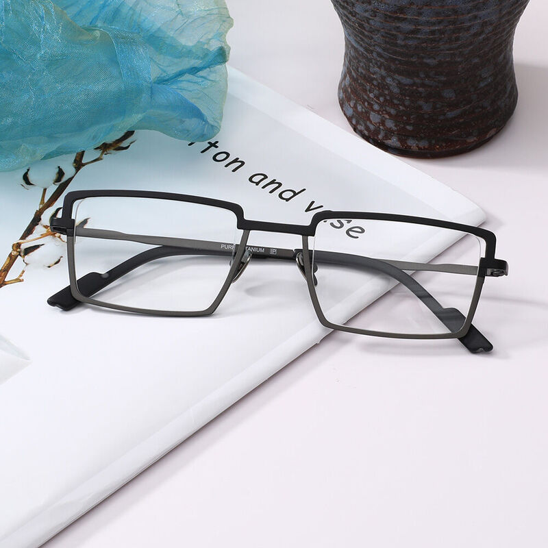 Gregar Rectangle Black Glasses