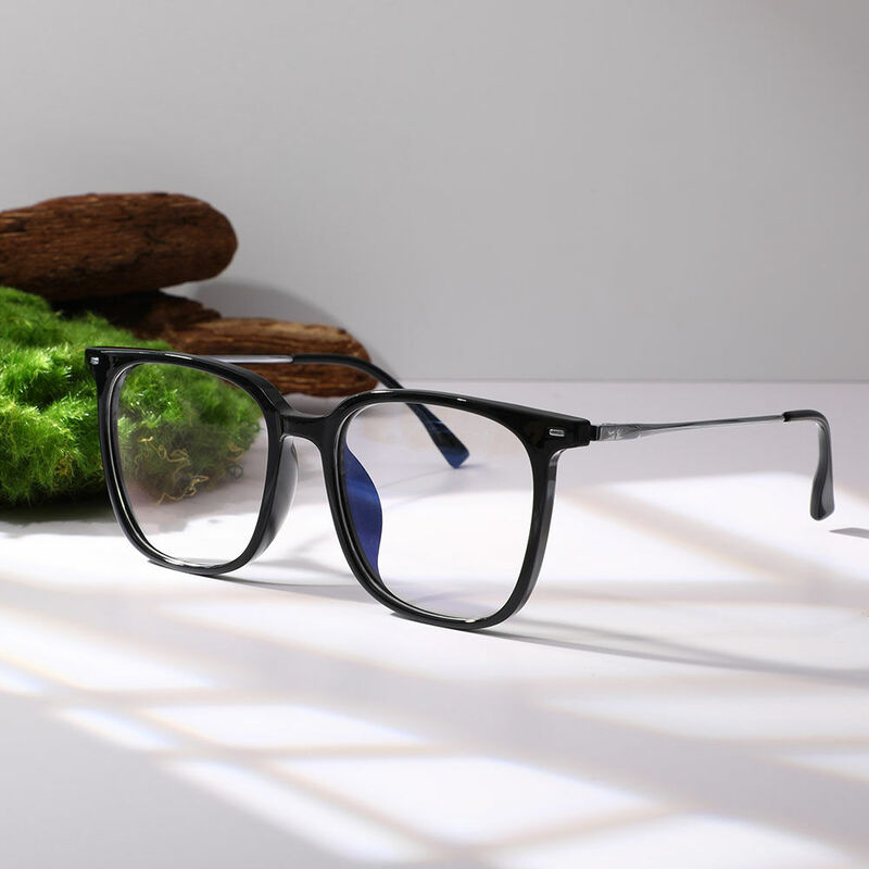 Regna Square Black Silver Glasses