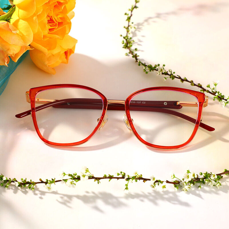 Lunettes de Vue Adelaid Cat Eye Rouge